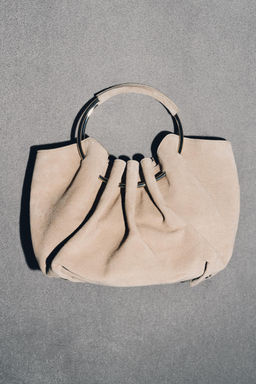 RIGID HANDLE SPLIT SUEDE BUCKET BAG - Zara фото 3