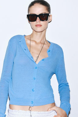 LINEN BLEND CARDIGAN - Zara фото 9