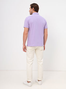 Джемпер мужской с воротником поло короткий рукав GREG G144-PO1246T-CTP1051 (сиреневый)  фото 4