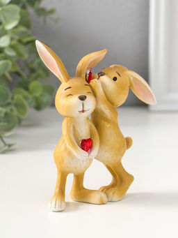 Сувенир полистоун "Зайчики с сердечком - хочешь расскажу секрет?" 12,5 см