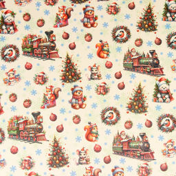 Цена за 3 шт. Бумага упаковочная новогодняя Паровоз подарков, белый крафт, 1 лист, 80 г/м?, 72?100 см