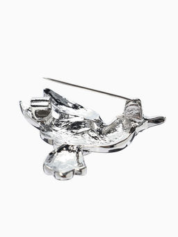 Брошь «Птица» голубка, цветная в серебре