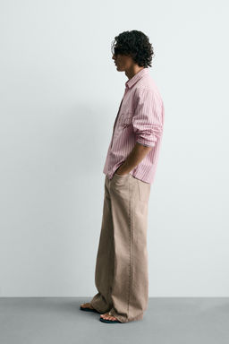 CAMISA RELAXED FIT CUADROS TEXTO / Rosa - Zara фото 4
