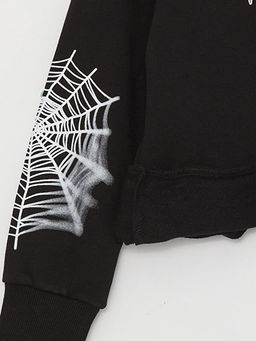 Bask?l? Uzun Kollu Erkek ?ocuk Hoodie ve E?ofman Alt? - Waikiki фото 3