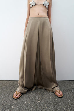 WIDE-LEG SATIN TROUSERS - Zara фото 4
