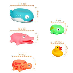 Резиновые игрушки для ванны Крошка Я «Пирамидка-брызгалка», 20 см, с пищалкой, в наборе 5 шт.