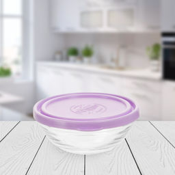Салатник FRESHBOX 310мл 12см круглый с фиолетовой крышкой