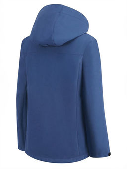 Ветровка женская софтшелл виндстоппер с капюшоном спортивная синего цвета 9616_1S
