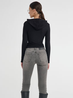 CONTE Джемпер в рубчик с капюшоном LD 2959 black