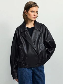 Куртка-бомбер из искусственной кожи с отложным воротником ZR2604102201-27 / Zarina  фото 4
