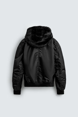 REVERSIBLE FAUX FUR BOMBER JACKET - Zara фото 8