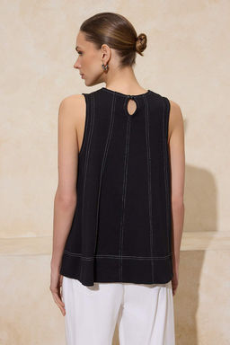 Siyah Relaxed Kolsuz Dikis Detayl? Tok %100 Pamuk Orme Bluz TWOSS26BZ00170 - Trendyolmilla фото 4