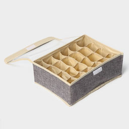 Органайзер для хранения белья Доляна Тео, 24 ячеек, с прозрачной крышкой, 322312 см, серый фото 6