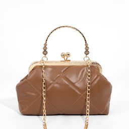 Сумка-клатч на фермуаре, цвет коричневый