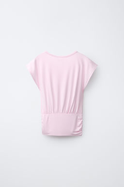 CAMISETA FLUIDA FAJ?N / Rosa pastel - Zara фото 4