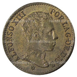 Монета 1 сентимо 1906 года Испания