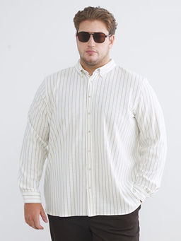 B?y?k Beden Slim Fit Uzun Kollu ?izgili Erkek G?mlek