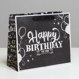 Пакет крафтовый горизонтальный Happy birthday, ML 27 23 11.5 см