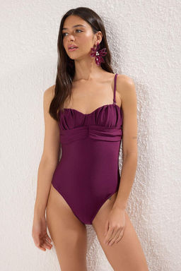 Trendyolmilla Siyah Balconette Drapeli Regular Mayo TBESS25MA00114 фото 8