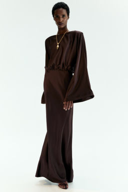 Vestido de sat?n con hombreras - H&m фото 3