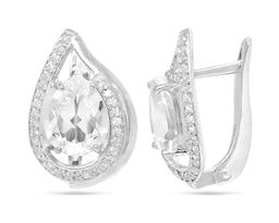 Серьги из серебра горный хрусталь, СПН4039