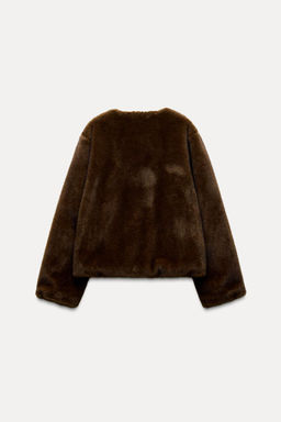 FAUX FUR BROOCH JACKET - Zara фото 4