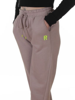 2617 GRAY/BEIGE Брюки спортивные утепленные женские (85% хлопок, 10% полиэстер, 5% спандекс)