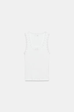 TOP PERLAS ENCAJE / Blanco roto