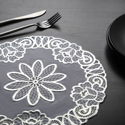 Набор салфеток ажурных Доляна Цветы, d=30 см, 4 шт, ПВХ, цвет серебряный