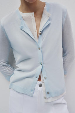 CHAQUETA COMBINADA PUNTO / Azul / Blanco - Zara фото 4