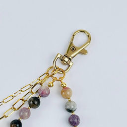 Брелок из Турмалина микс и Розового кварца - Радуга самоцветов фото 3