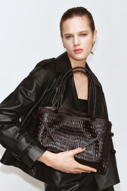 EMBOSSED LEATHER CITY BAG