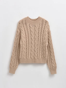 CONTE LDK 243 Укороченный джемпер с косами beige