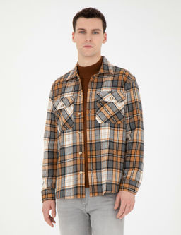 A__k Kahverengi Oduncu Oversize Uzun Kollu G_mlek