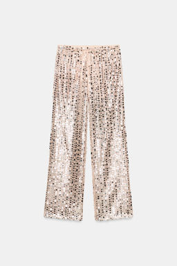 PANTAL?N FLUIDO LENTEJUELAS / Plata - Zara фото 3