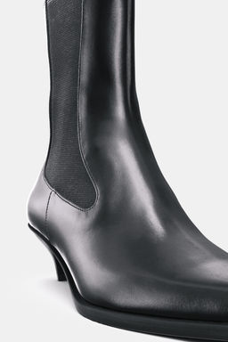 LIMITED EDITION LEATHER KITTEN HEEL ANKLE BOOTS - Zara фото 8