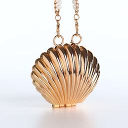 Сумка мини-клатч на магните, в форме ракушки, жёсткий корпус, на длинной цепочке, золотистая