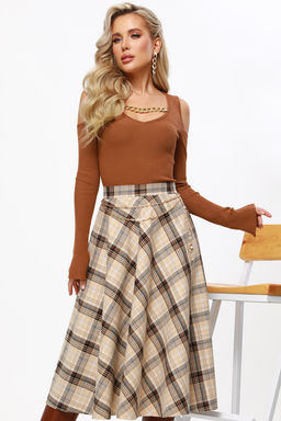 Юбка в клетку с ремнем-цепью - Dstrend фото 3