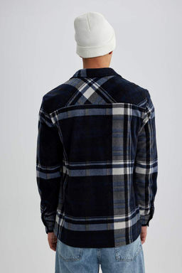 Флисовая рубашка обычного кроя с длинным рукавом в клетку - Defacto фото 6