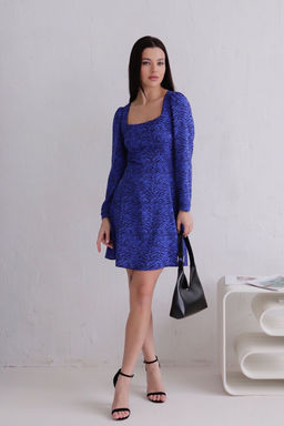 Платье с вырезом каре синее - Martichelli фото 23