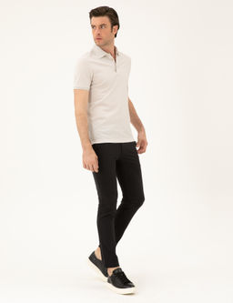 A__k Gri Slim Fit Polo Yaka Merserize T-shirt
