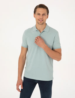Koyu Mint Slim Fit %100 Pamuk K_vr_lmaz Polo Yaka Basic Ti__rt