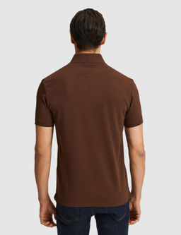 Kahverengi Slim Fit Saf Pamuk Polo Yaka Basic T-shirt