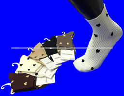 Цена за 10 пар. AMIGOBS носки женские цветные в рубчик с принтом Сердечки арт. 9503-2 фото 3