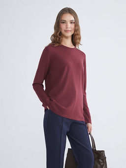 Bisiklet Yaka Kendinden Desenli Kad?n Triko Kazak