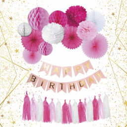 Набор для фотозоны "Праздничный карнавал" (14 предметов+скотч,веревка и скрепки), Фуксия/Розовый/Белый