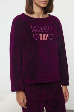 Trendyolmilla Murdum Sloganl? ve Kalpli Wellsoft K?sl?k Orme Pijama Tak?m? THMAW25PT00028