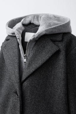 LONG COAT WITH REMOVABLE HOODIE - Zara фото 6