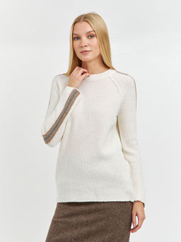 джемпер женский в молочном цвете с лампасами - Glenfield фото 5