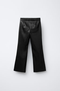FAUX LEATHER FLARE TROUSERS - Zara фото 2